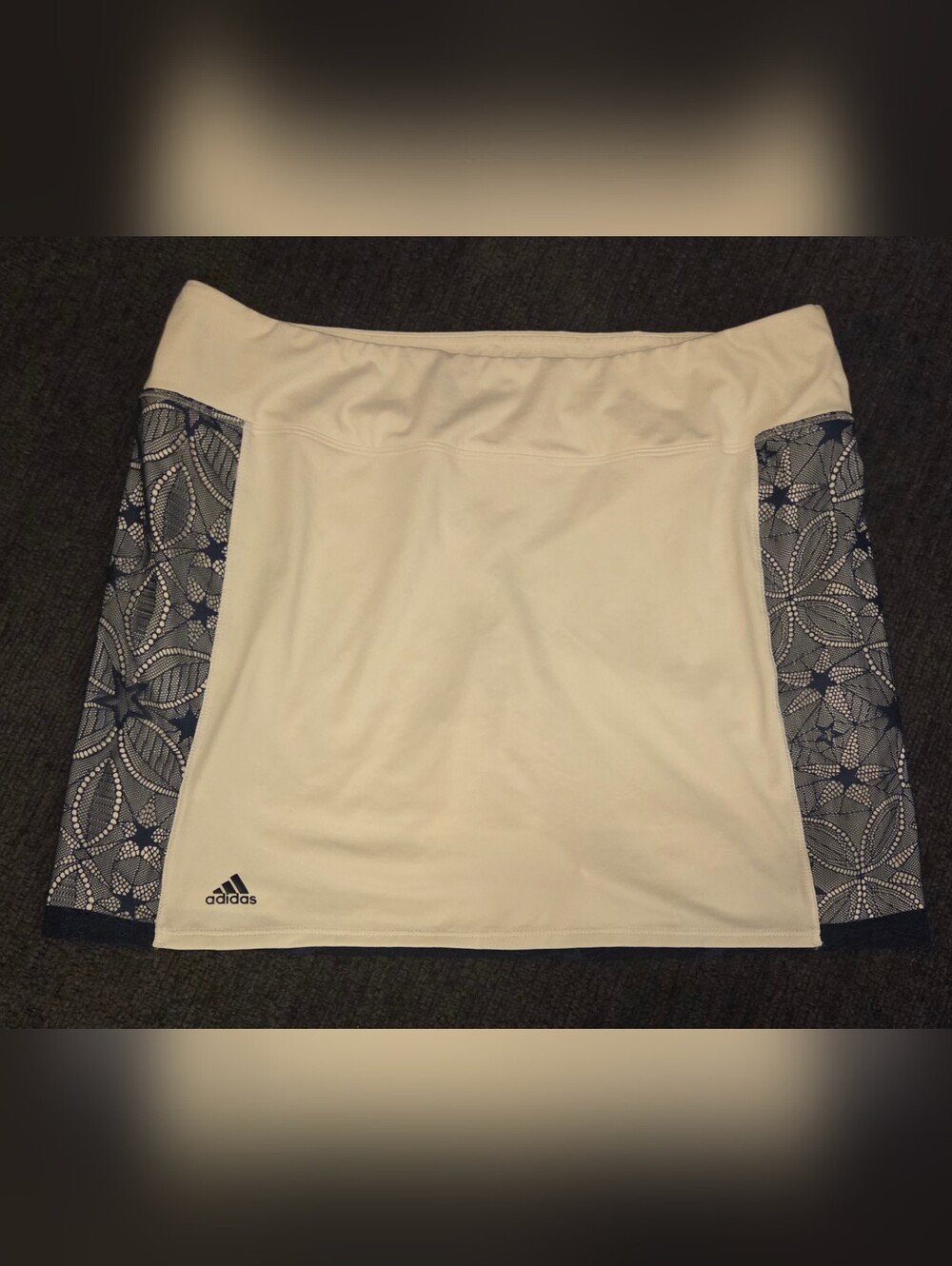 Adidas USA Golf White Athletic Skort with Side Navy Lace Panels. Size S